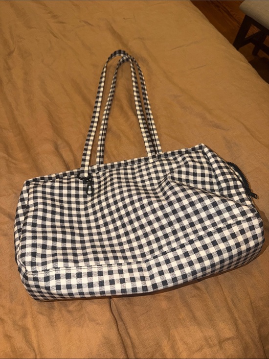 BAGGU Handbags - Black and White Gingham BAGGU medium bowler bag